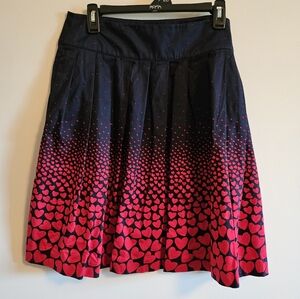 Talbots Navy and Dark Pink Heart Skirt Size 12